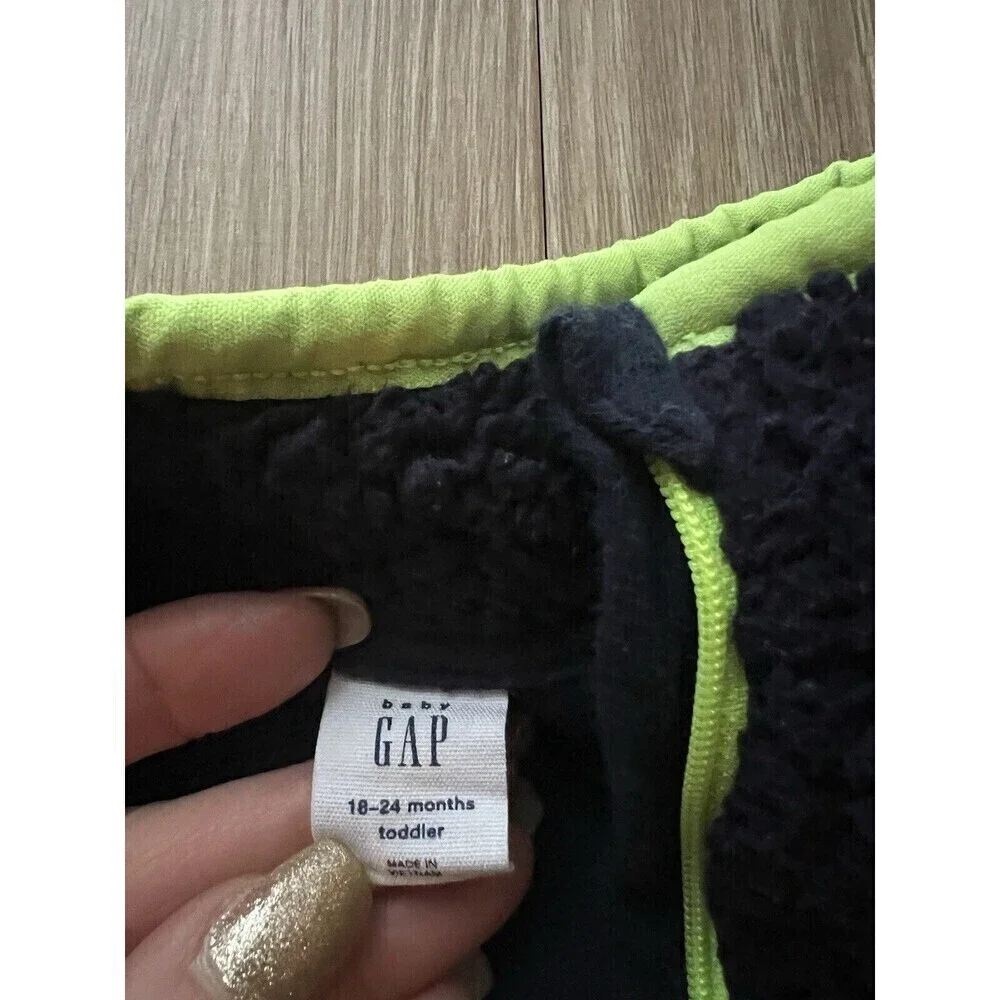Baby GAP Sherpa Quarter Snap Sweatshirt Pullover Size 18-24 Months Navy Blue